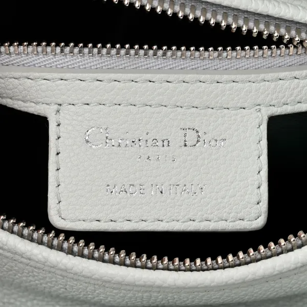 Dior Medium Lady Dior White Grained Cannage Calfskin Leather Silver Hardware - Image 2