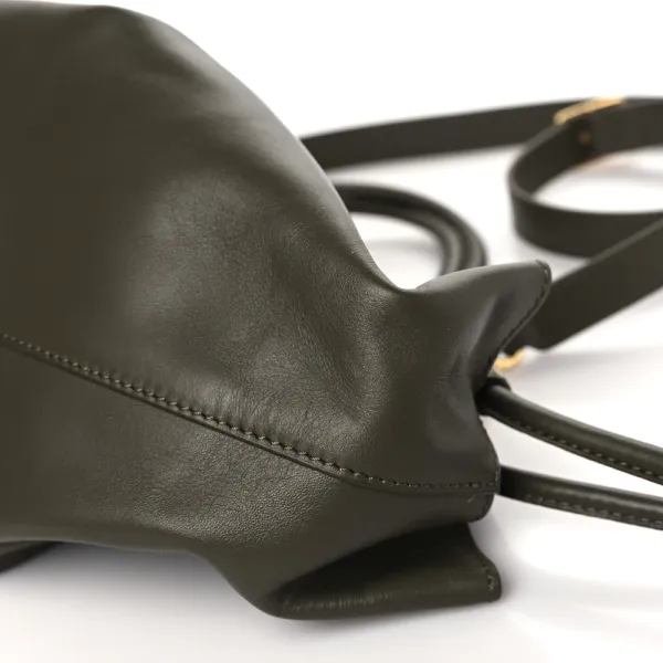 Loewe Paseo Bag Small Dark Khaki Green Shiny Nappa Calfskin Leather - Image 5