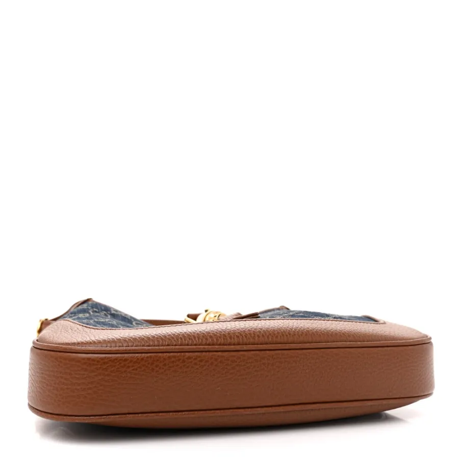 Gucci Jackie 1961 Hobo Blue Tea / Cuir GG Monogram New Denim & Calfskin Leather Gold Hardware