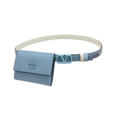 Valentino V Buckle Waist bag belt In Pink/Blue/Green/Brown/Red/Black Calfskin With Pink/Blue/Green/Brown/Red/Black Hardware 20mm