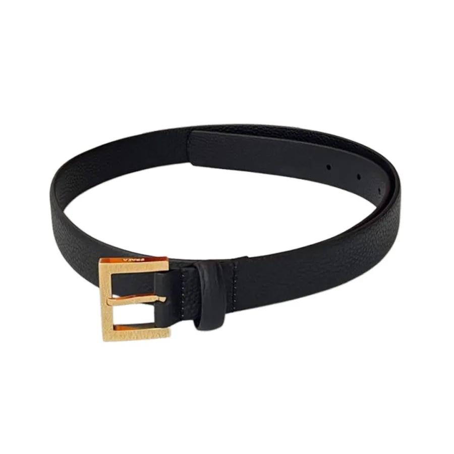 Prada Women' s Square Buckle Belt In Brown/White/Black Calfskin With Gold/Silver Hardware 25mm