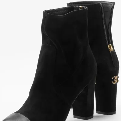 Chanel ankle boots  black suede, calfskin, sheepskin