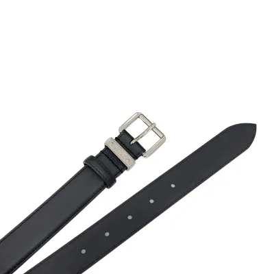 Gucci Women's Emblem Belt With Square Buckle In Black/Brown Calfskin And Beige/Black Monogram Canvas With Gold/Silver/Gun Black Hardware 30mm