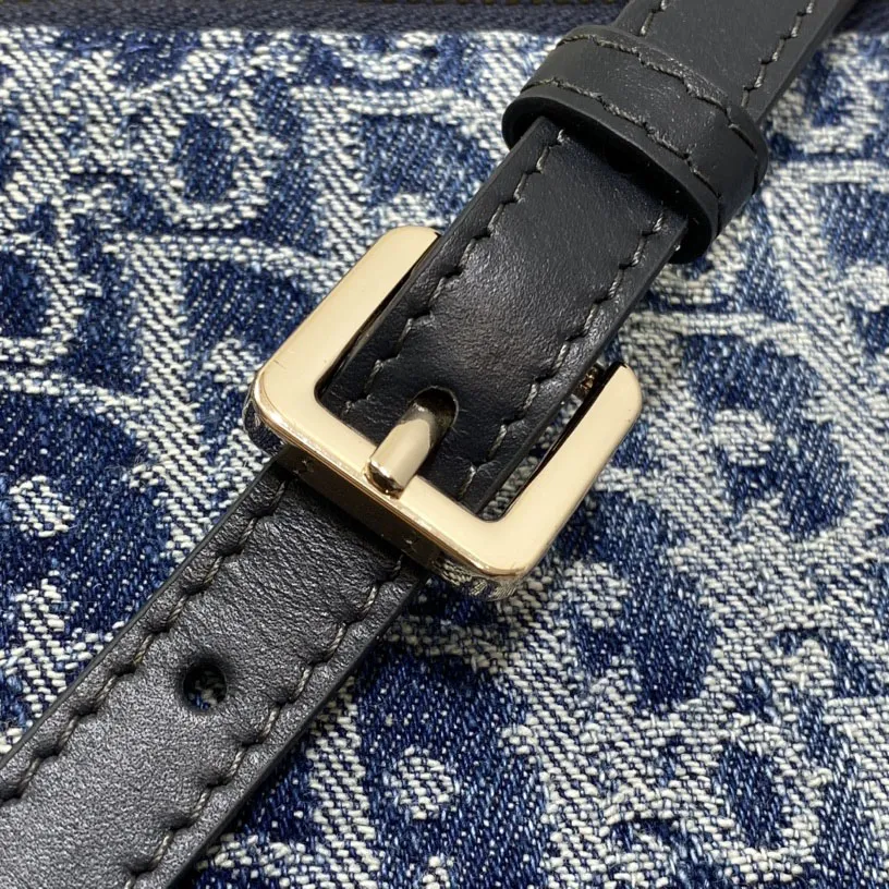 Dior Small D-Journey Bag in In Blue Denim Dior Oblique Jacquard With Gold Hardware
