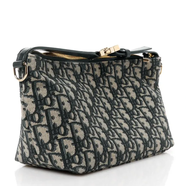 Dior Medium DiorTravel Nomad Pouch Blue Oblique Canvas Gold Hardware - Image 3