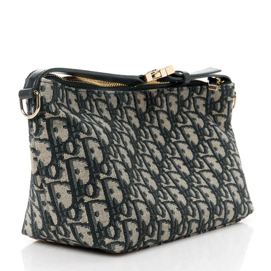 Dior Medium DiorTravel Nomad Pouch Blue Oblique Canvas Gold Hardware