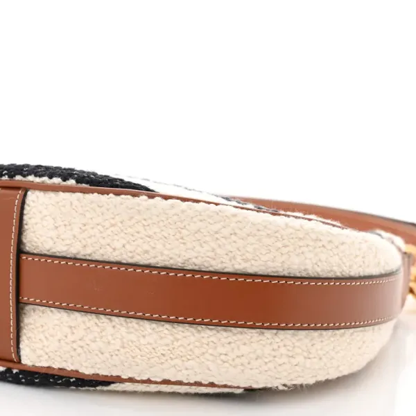 Celine Medium Ava Shoulder Bag White/Black Textile Gold Hardware - Image 5