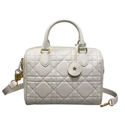 Dior Groove 25 Bag In Ice Blue/White/Pink/Biscuit/Black Macrocannage Calfskin With Gold Hardware
