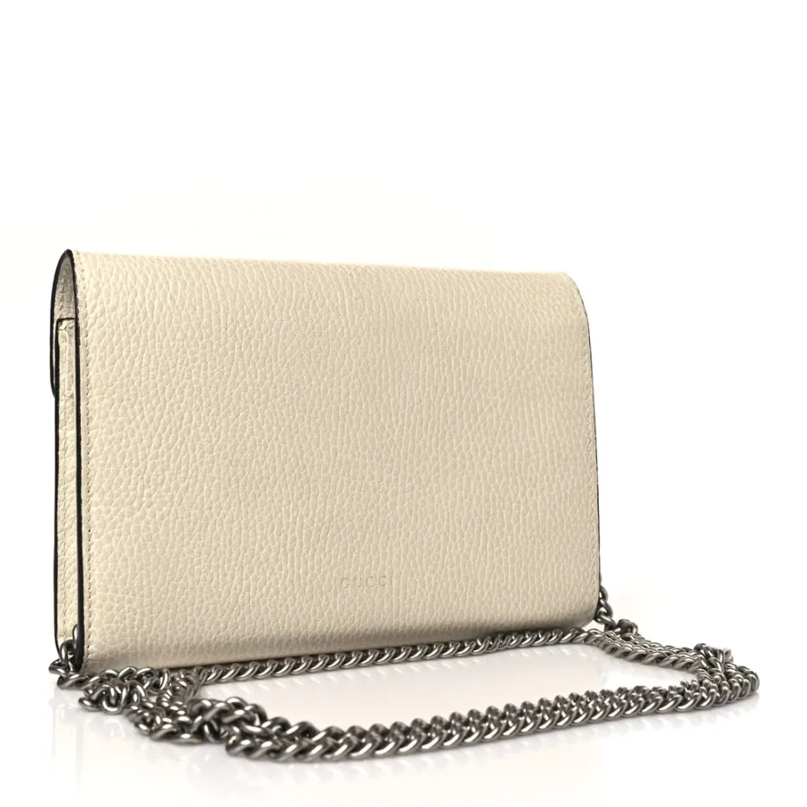 Gucci Mini Dionysus Chain Wallet Mystic White Dollar Calfskin Leather Aged Silver Hardware