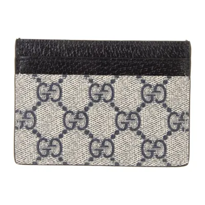 Gucci Small Card Holder Blue GG Monogram Canvas Silver Hardware