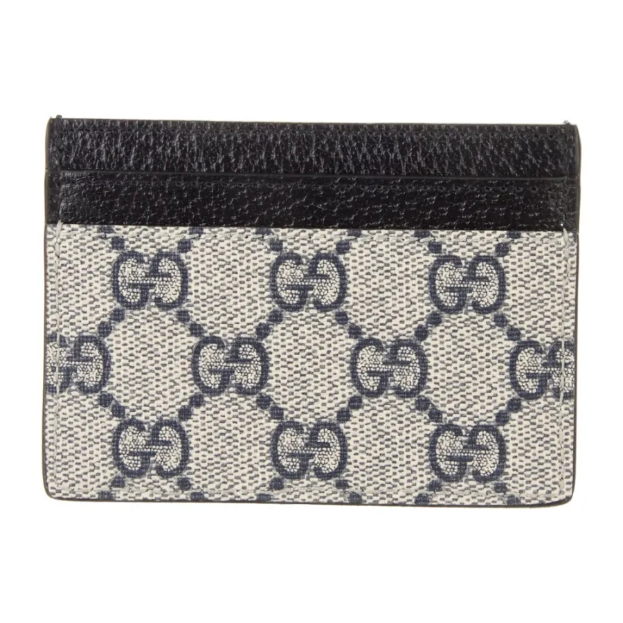 Gucci Small Card Holder Blue GG Monogram Canvas Silver Hardware