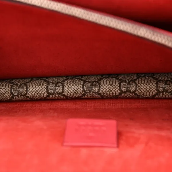 Gucci Small Dionysus Shoulder Bag Red GG Supreme Monogram Coated Canvas Aged Silver Hardware - Image 7