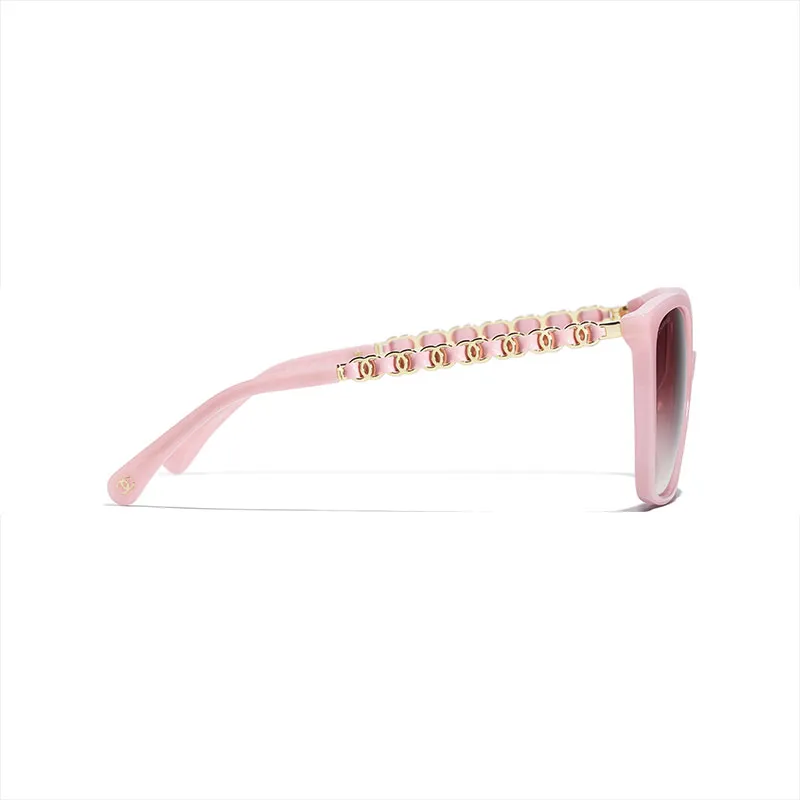 CHANEL square frame glasses pink color size 57-17-140
