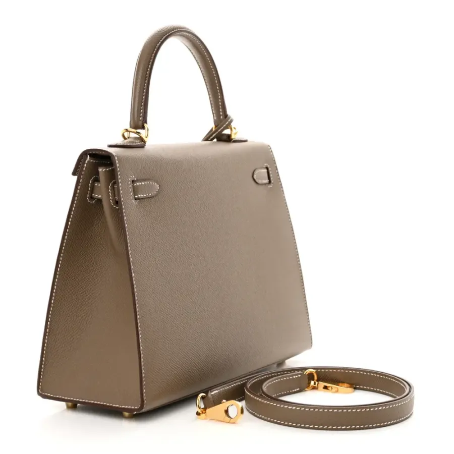 Hermès Kelly Sellier 25 Etoupe Epsom Leather Gold Hardware