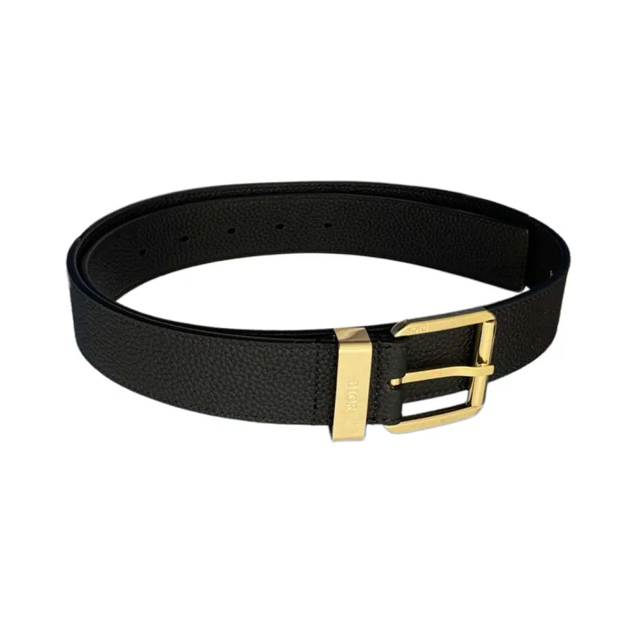 Dior Men' s 30 Montaigne Avenue Belt In Black Grained Calfskin With Silver/Gold Hardware 35mm