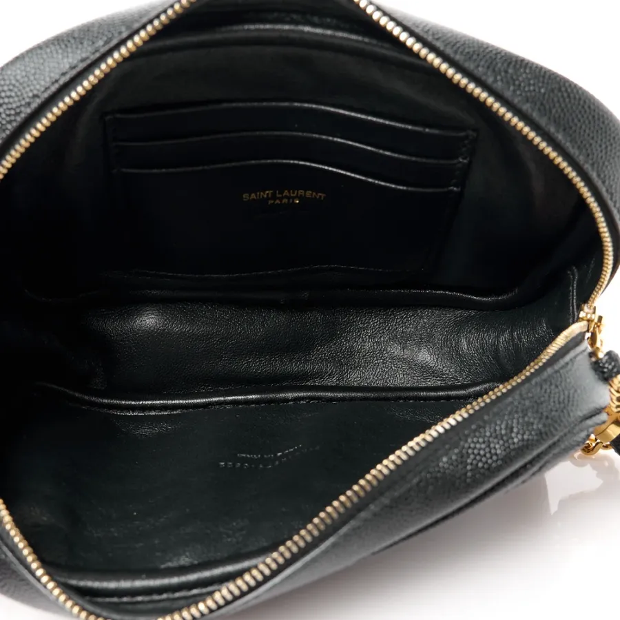 Saint Laurent Mini Lou Camera Bag Black Monogram Grain De Poudre Matelasse Leather Gold Hardware