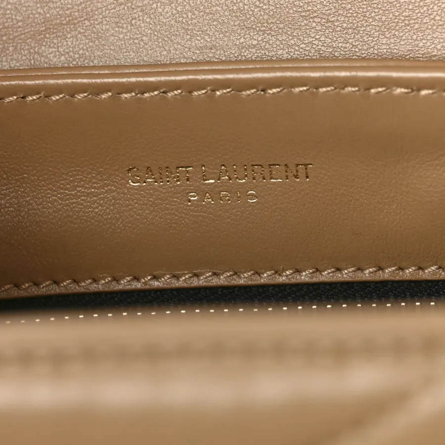 Saint Laurent Mini Loulou Crossbody Bag Dark Latte Y-Quilted Monogram Calfskin Leather Aged Gold Hardware