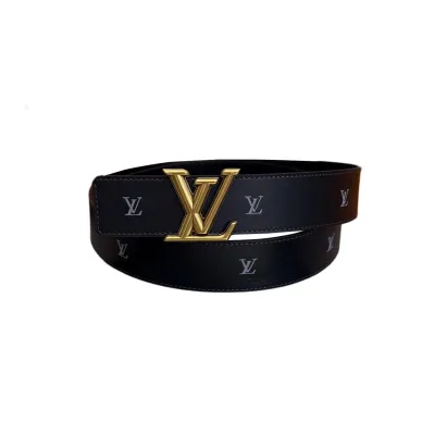 Louis Vuitton Men's  Initiales Blason Reversible Belt In Black Calfskin With Gold/Silver/Black Hardware 40mm