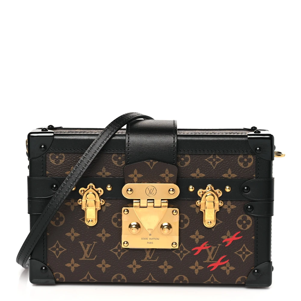 Louis Vuitton Petite Malle PM em Canvas Monograma Preto com Acabamento Dourado