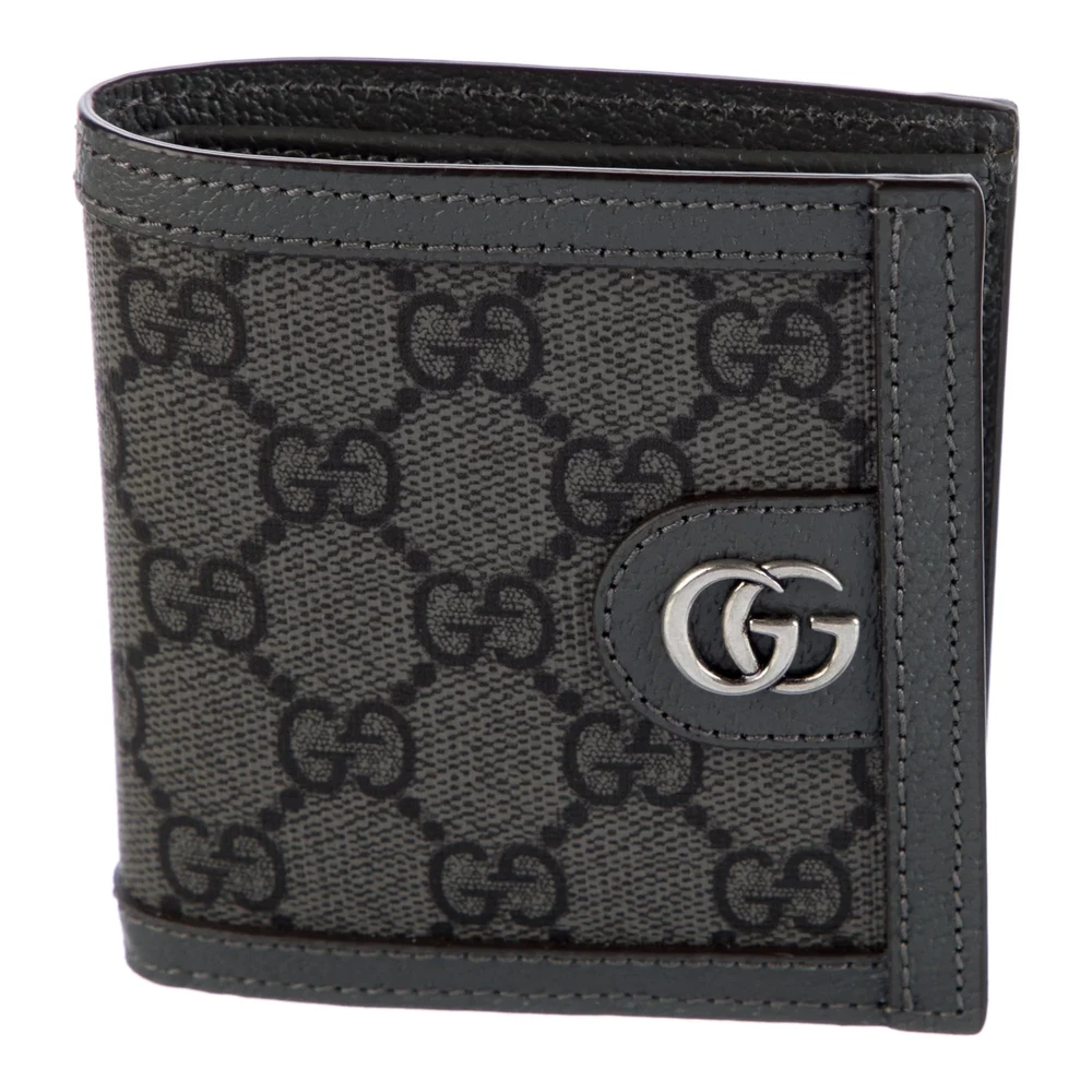 Gucci Carteira Bifold Pequena Cinza GG Supreme Canvas Hardware Prateado