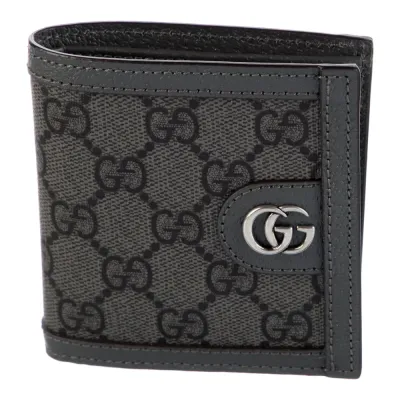 Gucci Small Bifold Wallet Grey GG Supreme Canvas Silver Hardware
