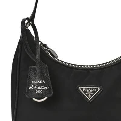 Prada Mini Re-Edition 2005 Bag Black Tessuto Nylon & Saffiano Leather Silver Hardware