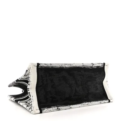 Dior Medium New York Book Tote Black/White Embroidered Canvas