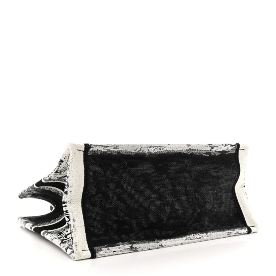 Dior Medium New York Book Tote Black/White Embroidered Canvas