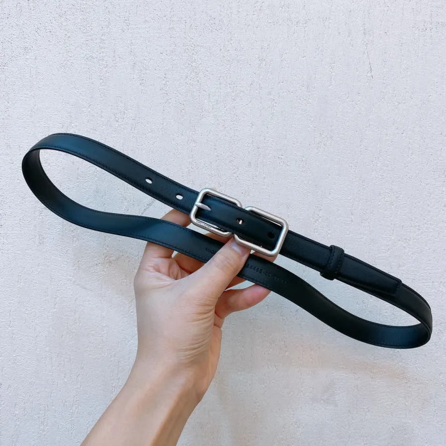 Saint Laurent Double Frame Buckle Belt In Black/Brown/Beige/White Calfskin With Gold Hardware 20mm