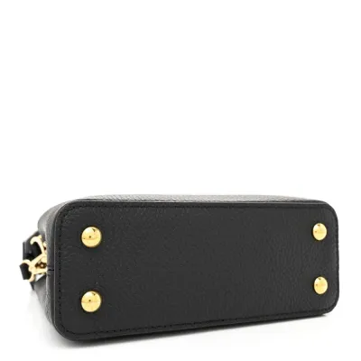 Louis Vuitton Embellished Flower Crown Capucines BB Black Taurillon Leather Gold Hardware