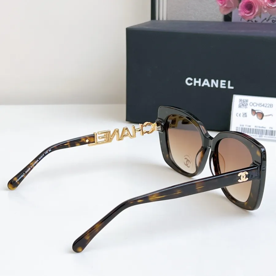 CHANEL glasses leopard-print gold color size 53口17-145