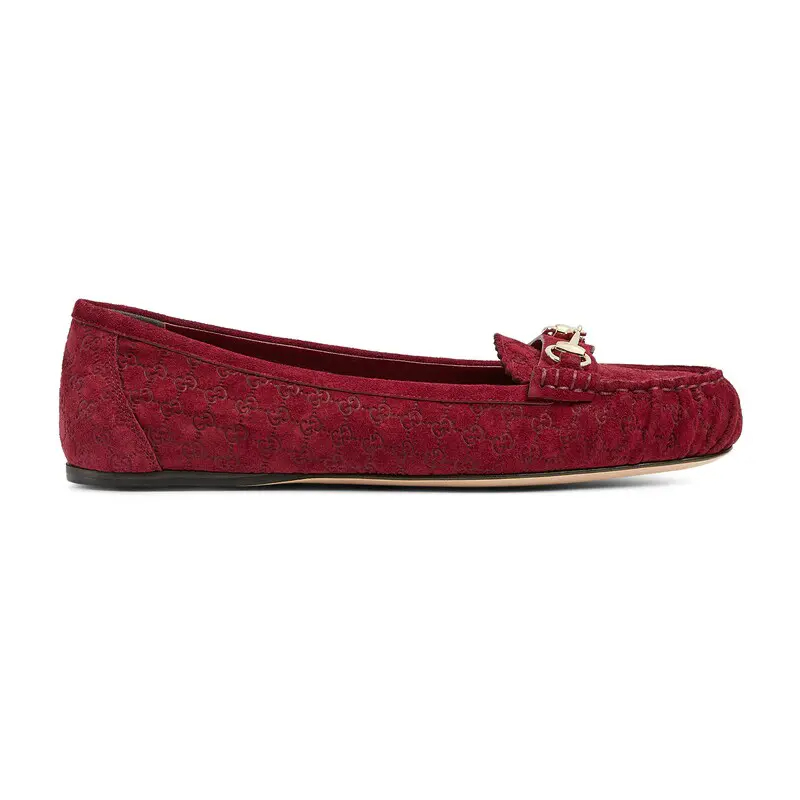 Gucci sapatos casuais de bico redondo vermelho Flat Shoes