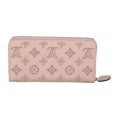 Louis Vuitton Zippy Wallet Pink Mahina Leather Silver Hardware