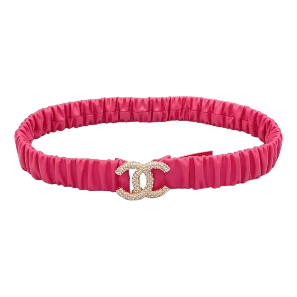 Chanel Women's CC Various Buckles Belt In Pink Lambskin With Gold/Silver Hardware 30mm - Image 5