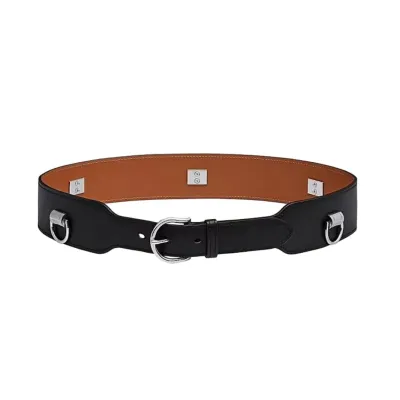 Hermès Women' s Belt In Black/Brown Calfskin With Gold/Silver Hardware 45mm