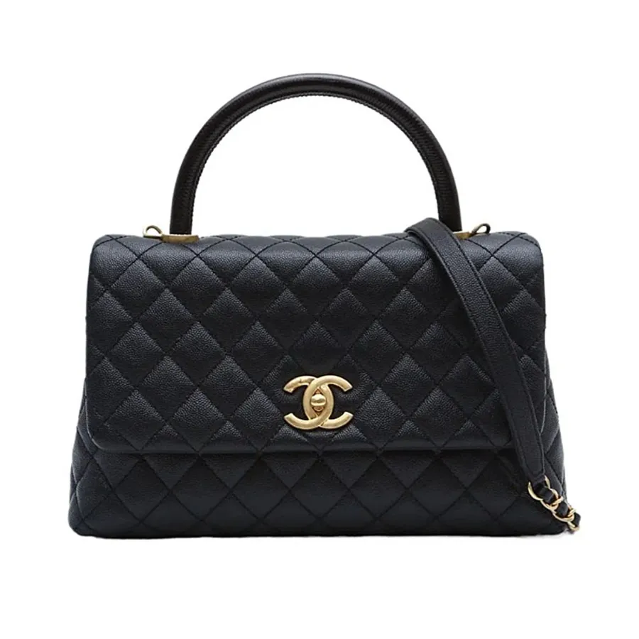 Chanel Coco Handle Black 29cm Quilted Caviar Leather Crossbody Bags Top-Handle Bags
