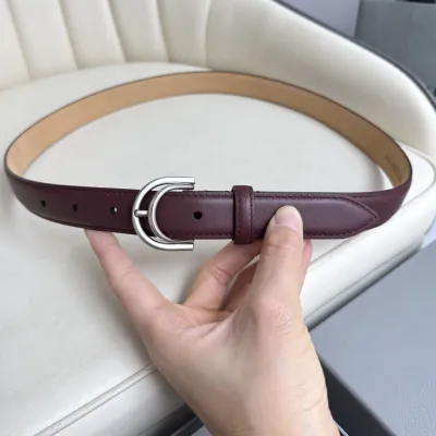 Balenciaga Women's Rodeo Belt In Burgundy/Black Smooth Calfskin With Gold/Silver Hardware 25mm