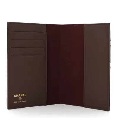 Chanel Passport Holder Small Black Quilted Caviar Leather Gold Hardware
