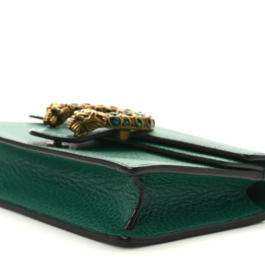 Gucci Mini Super Dionysus Shoulder Bag Emerald Dollar Calfskin Leather & Crystal Mixed Metal Hardware