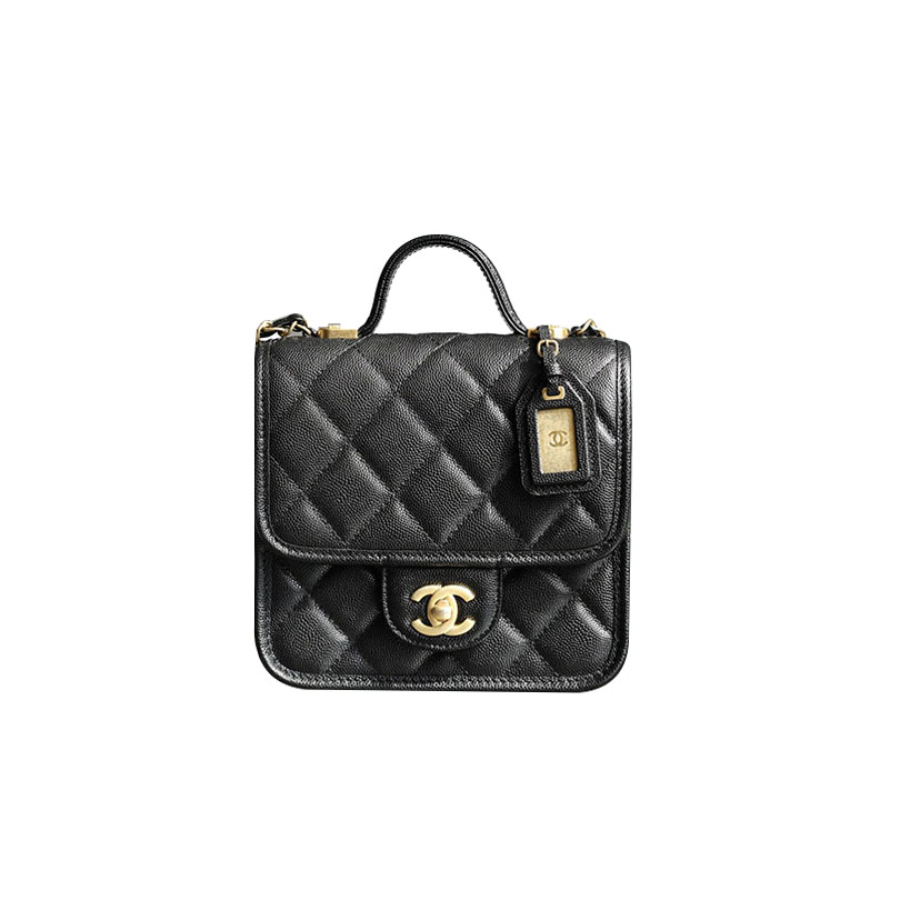 Chanel Bolsas Transversais e de Alça Superior em Couro Caviar Acolchoado Preto 20,5cm / 25cm