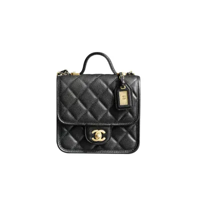 Chanel Black Quilted Caviar Leather 20.5cm / 25cm Crossbody Bags Top-Handle Bags