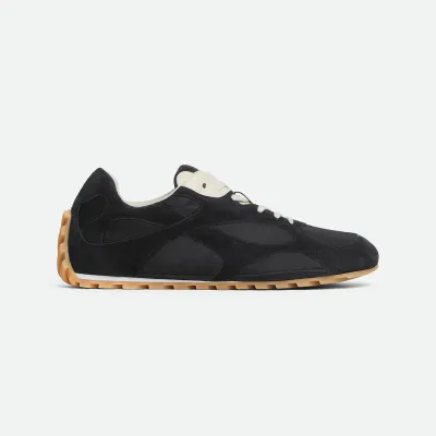 Bottega Veneta Orbit Flash Sneakers In Black Suede And Nylon Lace-Up Sneaker With Leather Trims