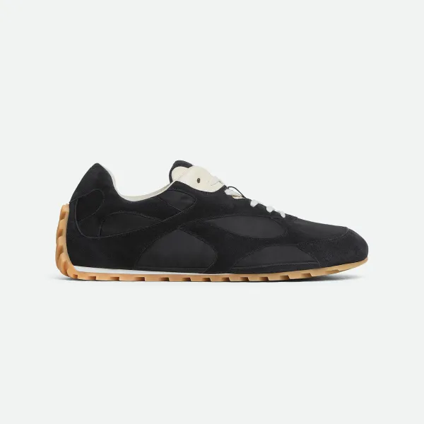 Bottega Veneta Orbit Flash Sneakers In Black Suede And Nylon Lace-Up Sneaker With Leather Trims