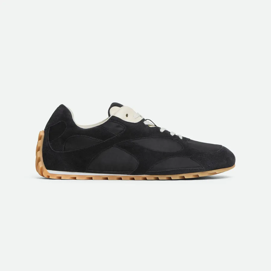 Bottega Veneta Orbit Flash Sneakers In Black Suede And Nylon Lace-Up Sneaker With Leather Trims
