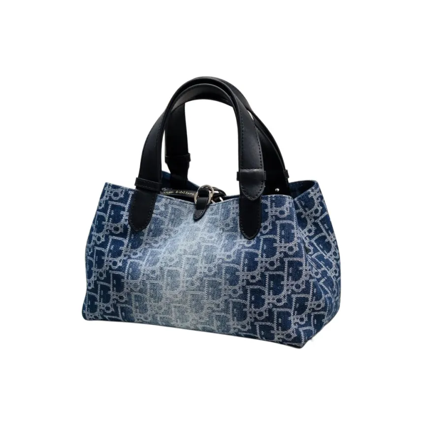 Dior Small Dior Toujours Bag In Blue Denim Dior Oblique Jacquard With Gold Hardware