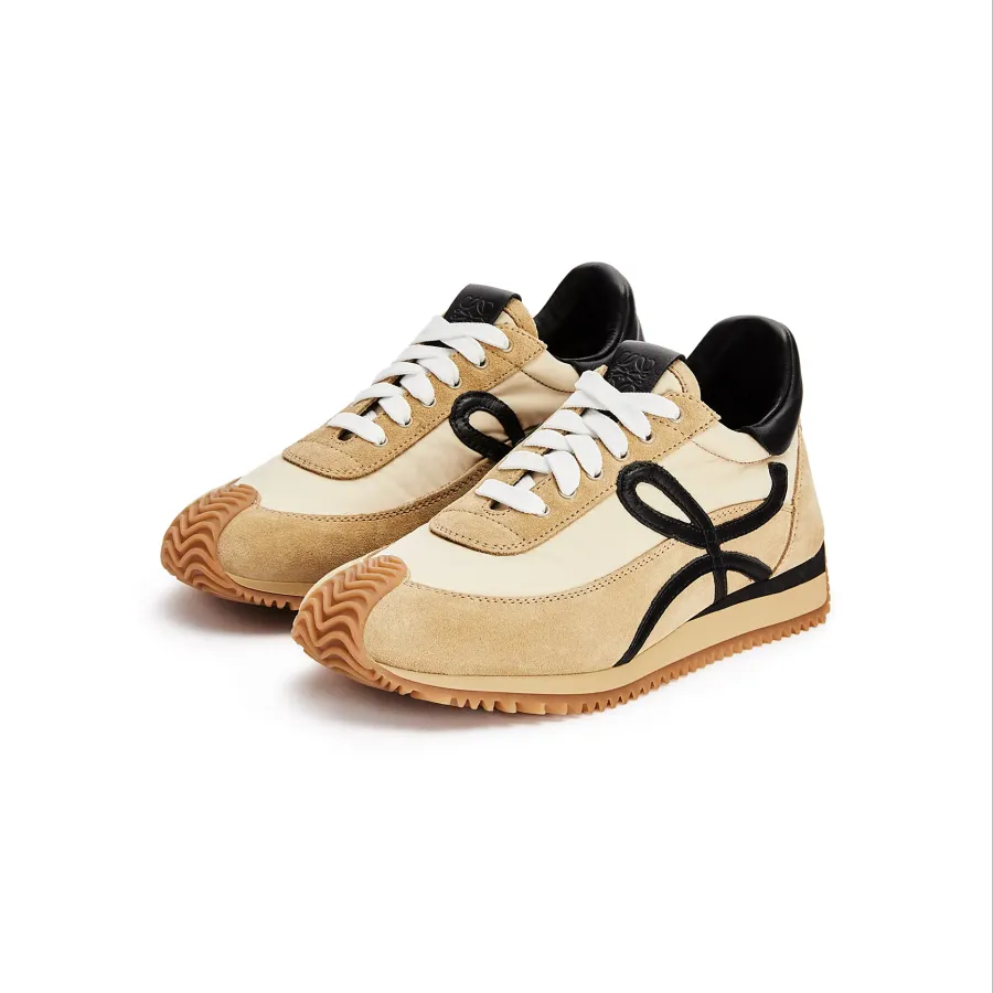 LOEWE Nylon and matte suede smooth sneakers