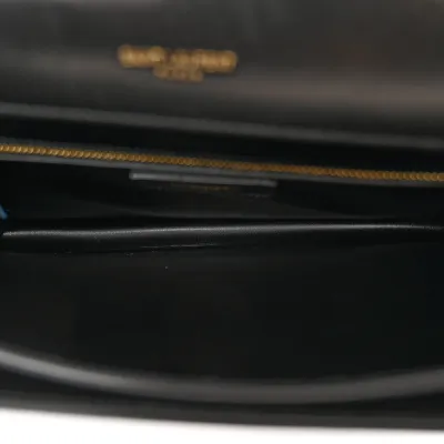 Saint Laurent Medium Gaby Satchel Black Embossed Calfskin & Crocodile Leather Aged Gold Hardware