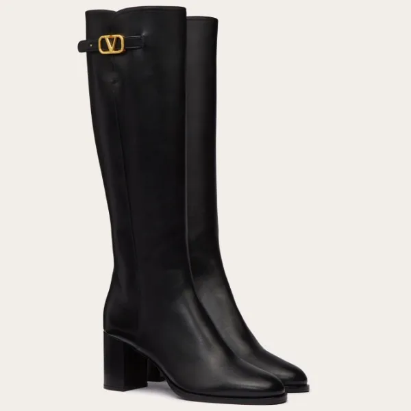 VALENTINO VLOGO SIGNATURE Calf leather high boots (heel 7cm high) - Image 2