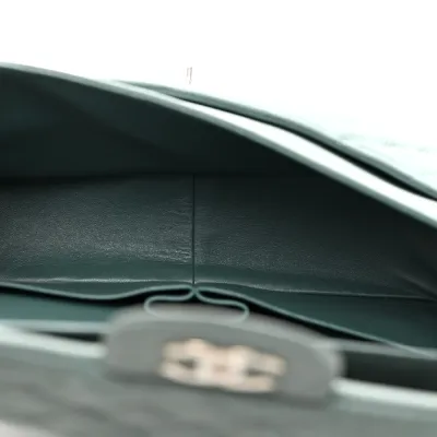 Chanel Double Flap Jumbo in Green Caviar Leather