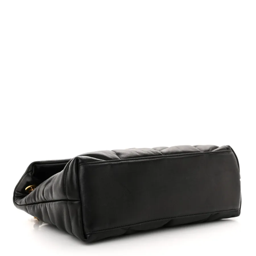 Saint Laurent Small Loulou Chain Satchel Black Quilted Puffer Monogram Lambskin Leather Gold Hardware